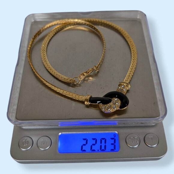 Vintage Avon Enamel & Rhinestone Knot Necklace - Picture 7 of 7